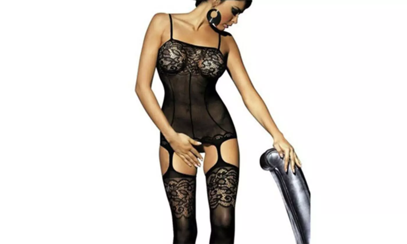 Women's Nightwear Underwear Crotchless Bodystocking Lingerie Set - Primary Image