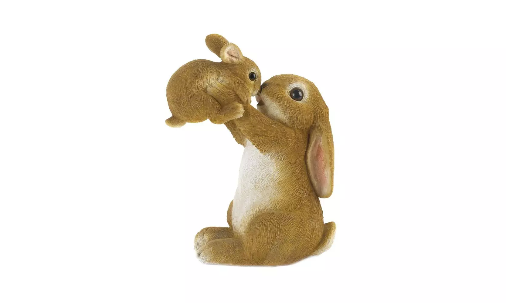 Enchanting Storybook Realistic Mommy and Baby Bunny Rabbit Garden Statue - Primary Image