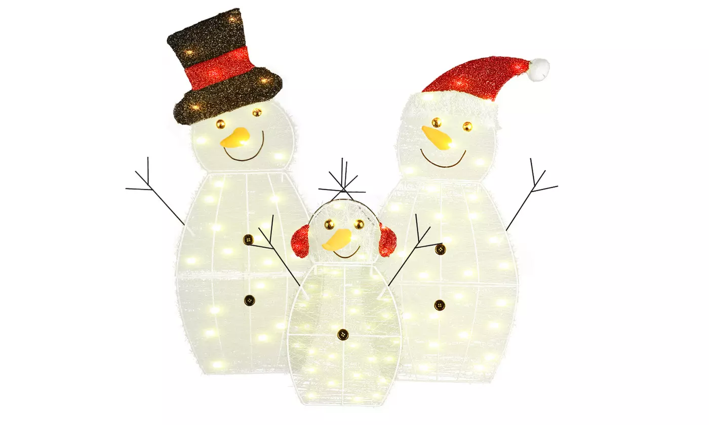 Christmas LED Lights: Snowman Family & Reindeer Holiday Decorations