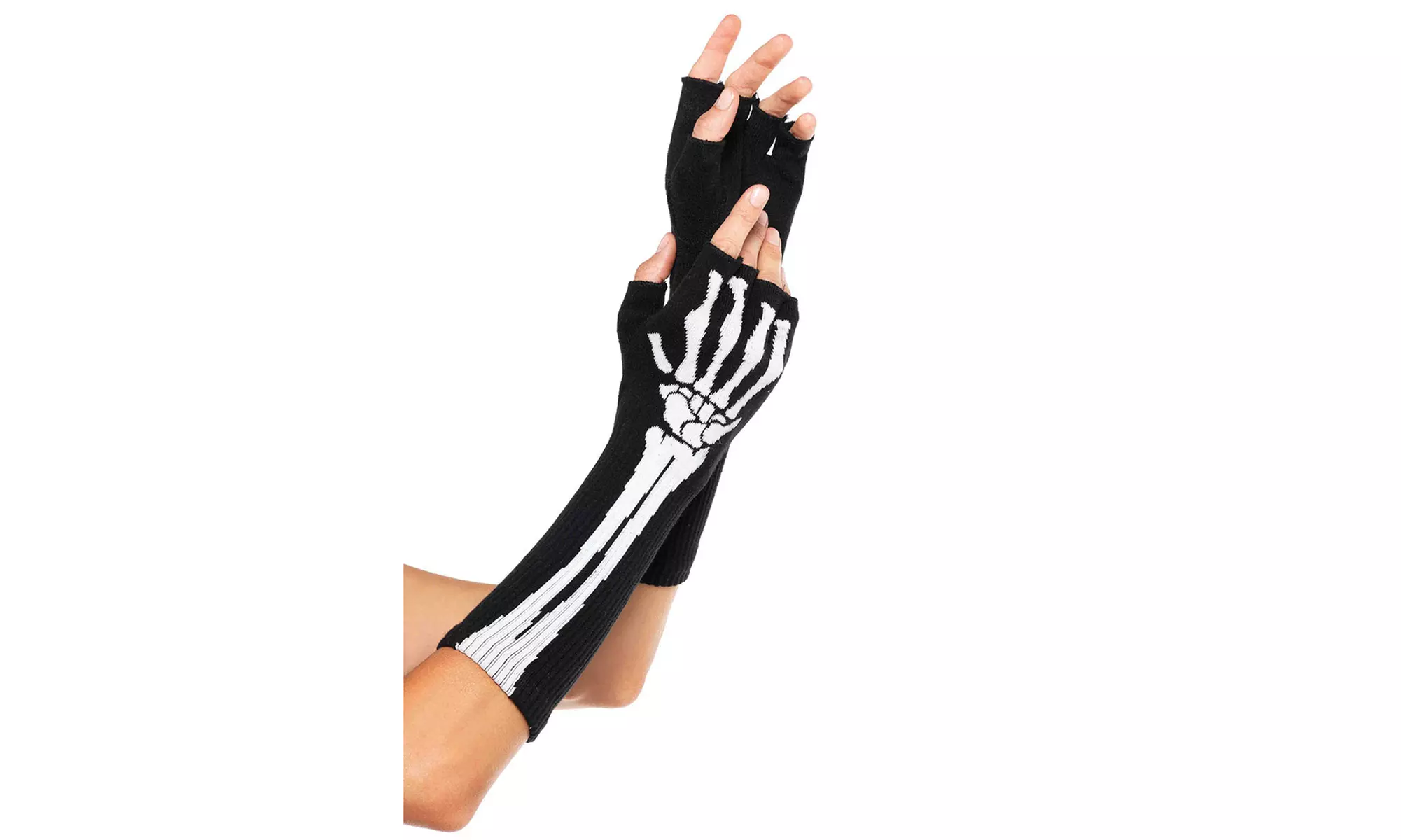 Leg Avenue Women's Skeleton Fingerless Glove Costume Accessory - Primary Image