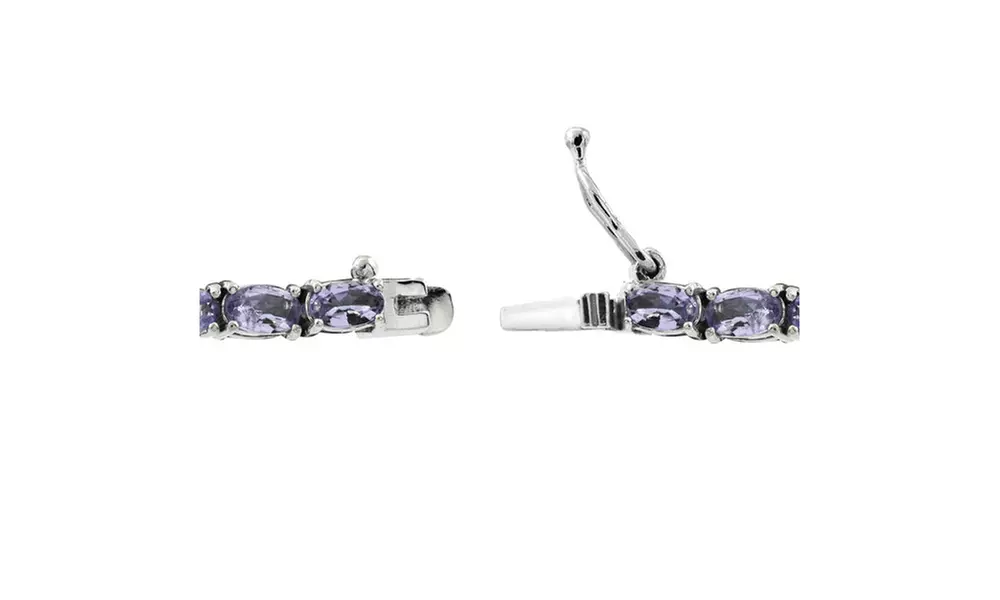 Sterling Silver 7.7ct Amethyst Birthstone Tennis Bracelet
