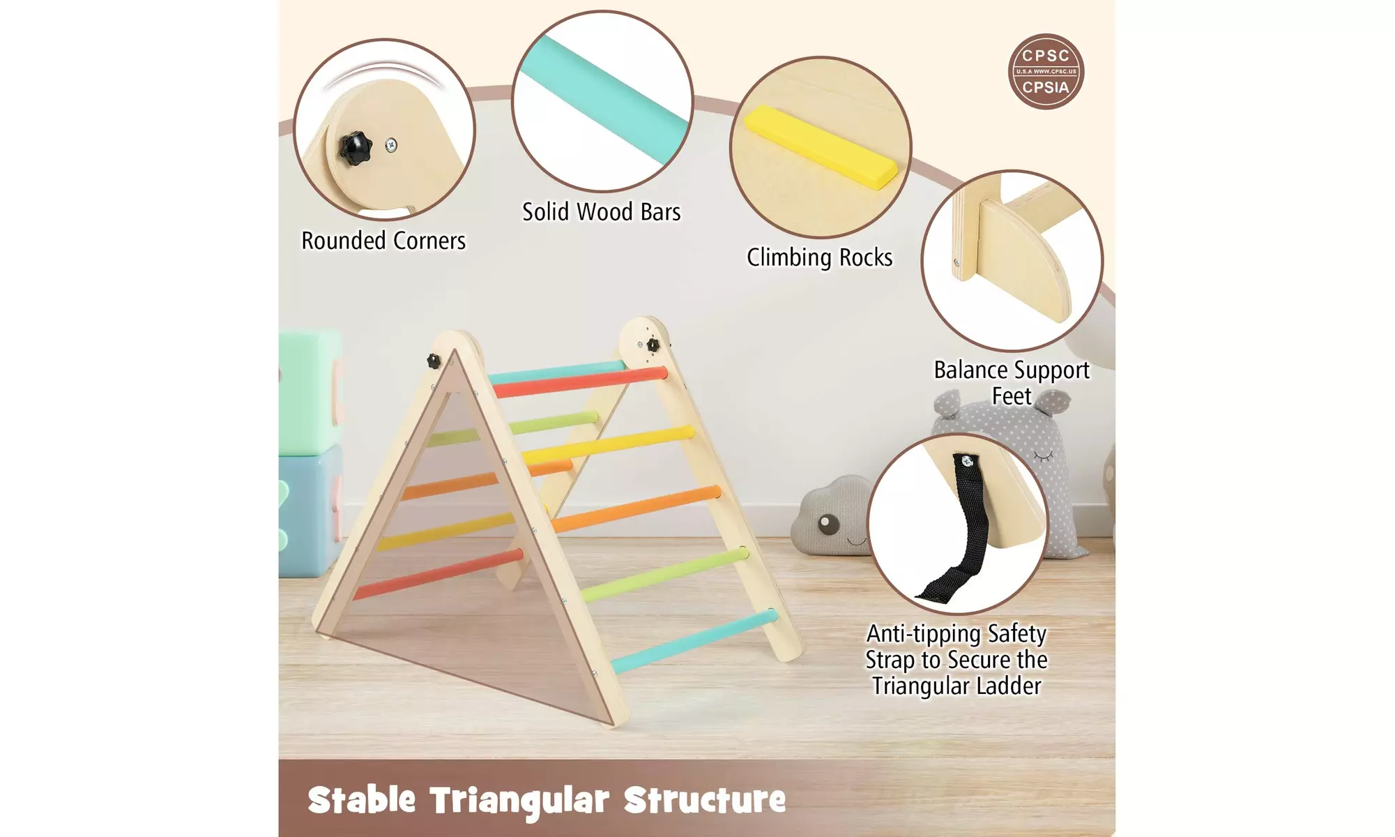 7-in-1 Toddler Climbing Toy Set w/ Reversible Ramp Convertible Step Stool
