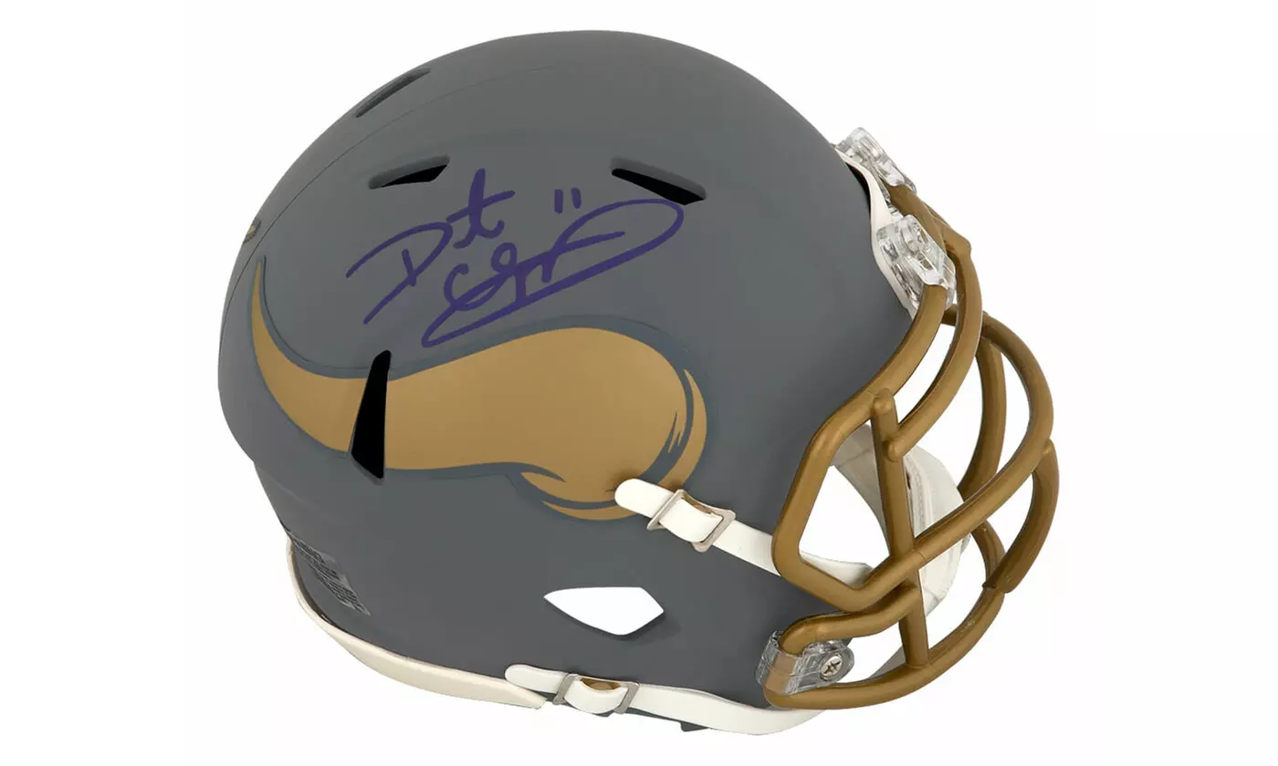 Daunte Culpepper Signed Minnesota Vikings SLATE Riddell Speed Mini Helmet - Primary Image