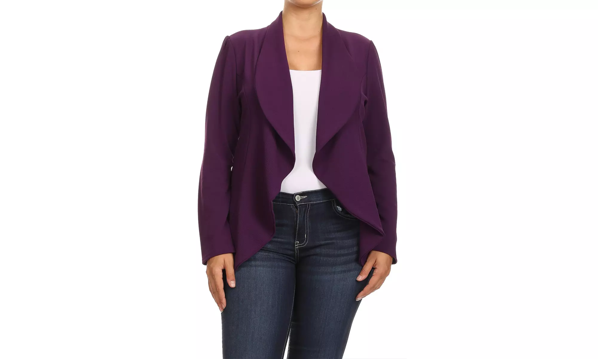 Women's Solid Plus Size Long Sleeves Blazer Jacket
