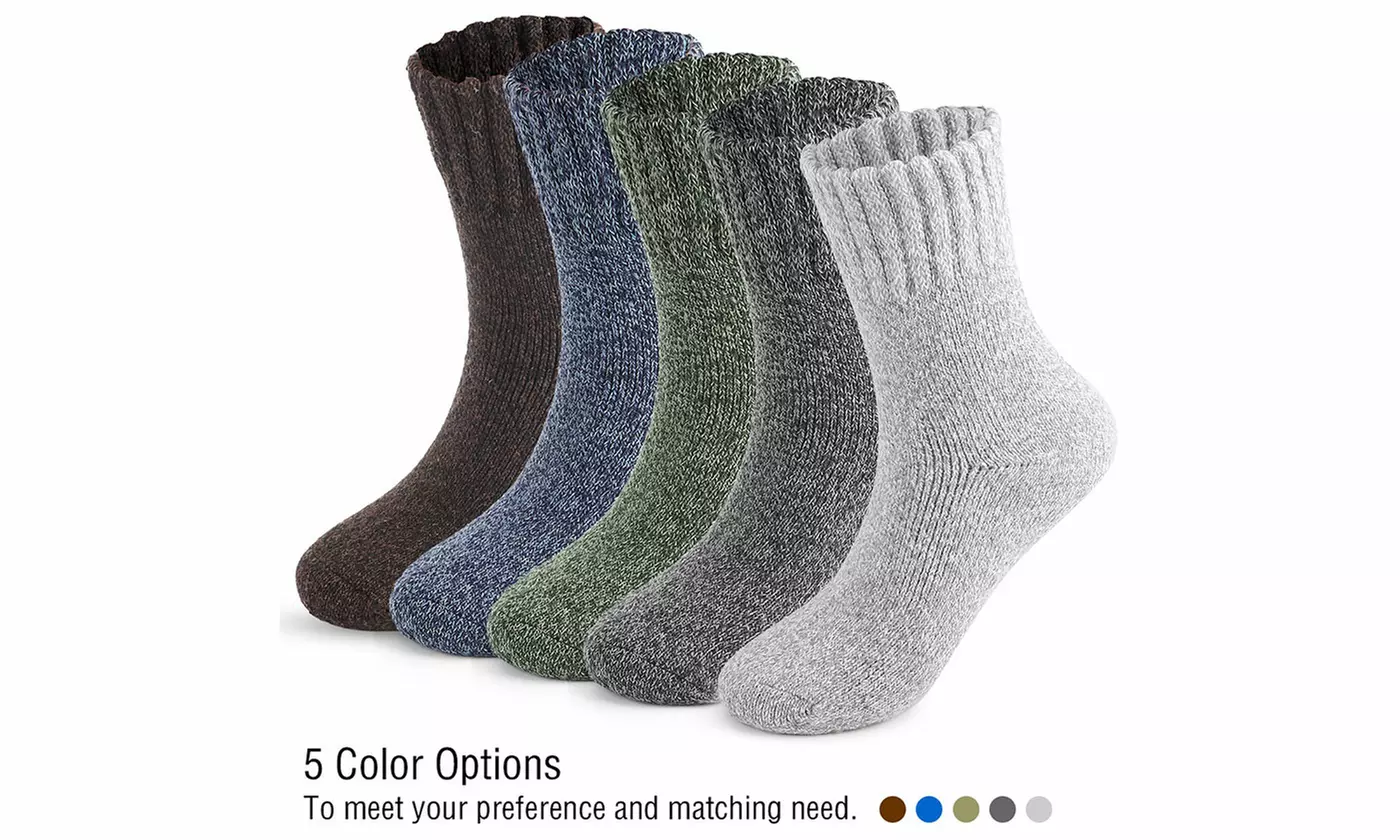 3 Pairs Men's Ultra-Thick Winter Warm Breathable Wool Hiking Crew Socks