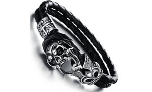 Dark Skull Black and Silver Stainless Steel Men's Bracelet