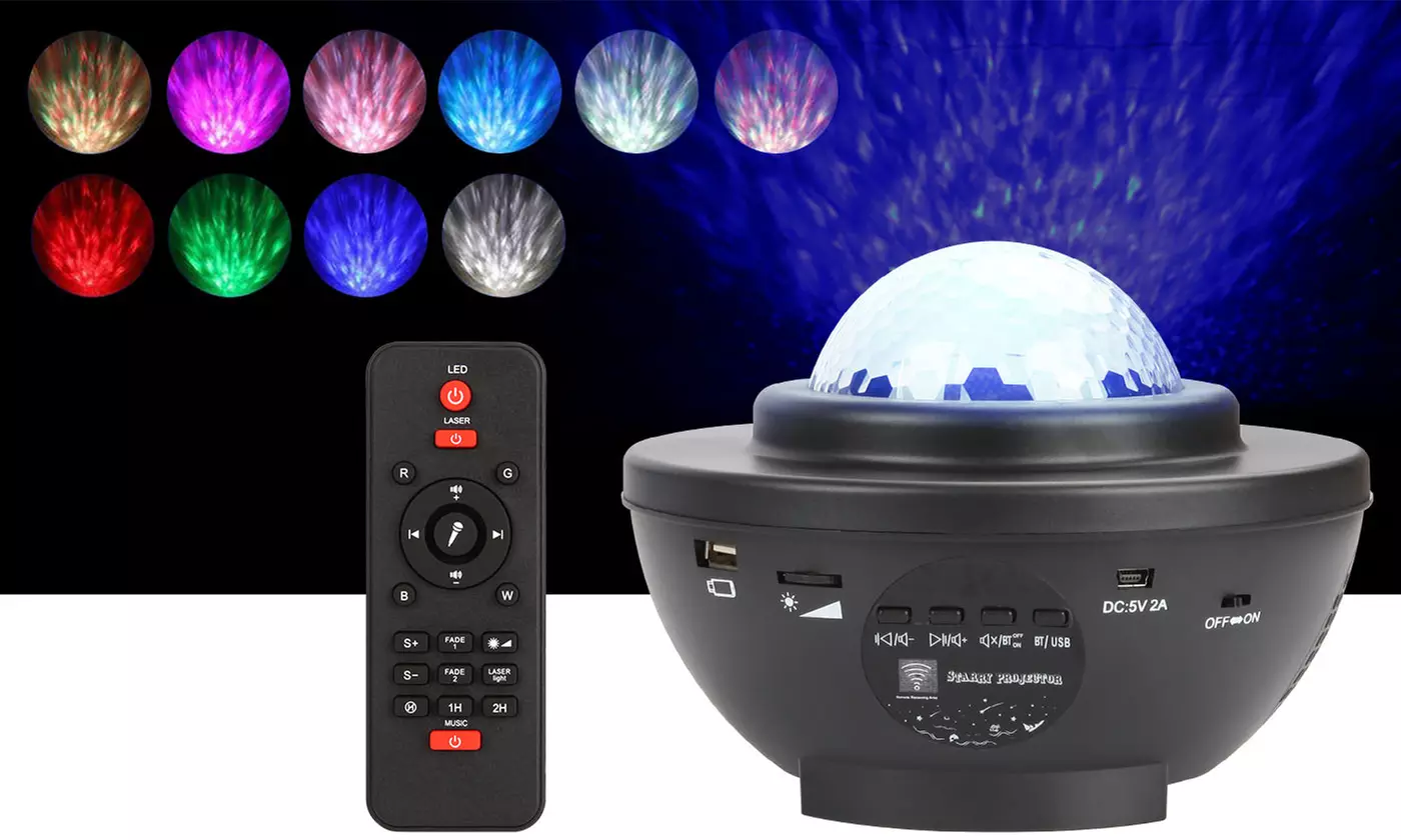 3 in 1 Galaxy Ocean Wave Starry Projector with Bluetooth Speaker LED Night Light - Primary Image