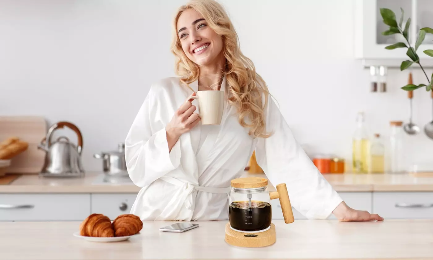 NewHome Self Stirring Mug Electric Mixing Coffee Cup with Warming Pad 400ml