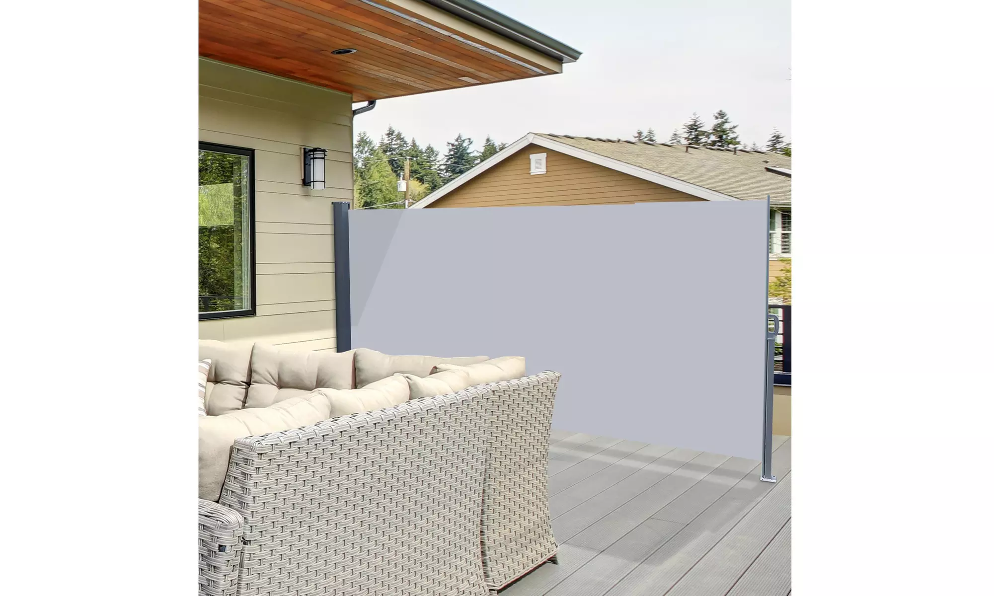  Waterproof Retractable Patio Screen Shade 118" x 71"/63" - Primary Image