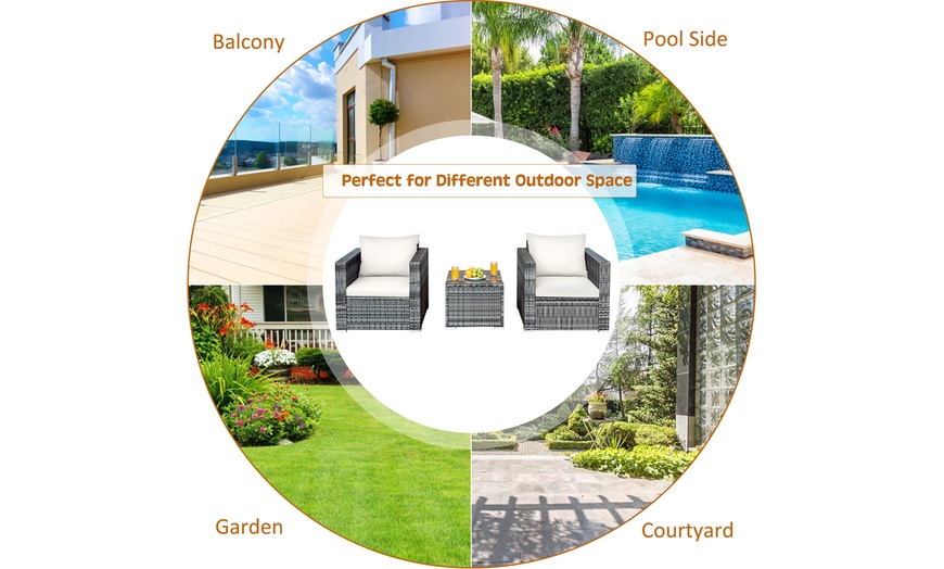 Up To 65% Off On Costway 3 PC Patio Rattan Fur... | Groupon Goods