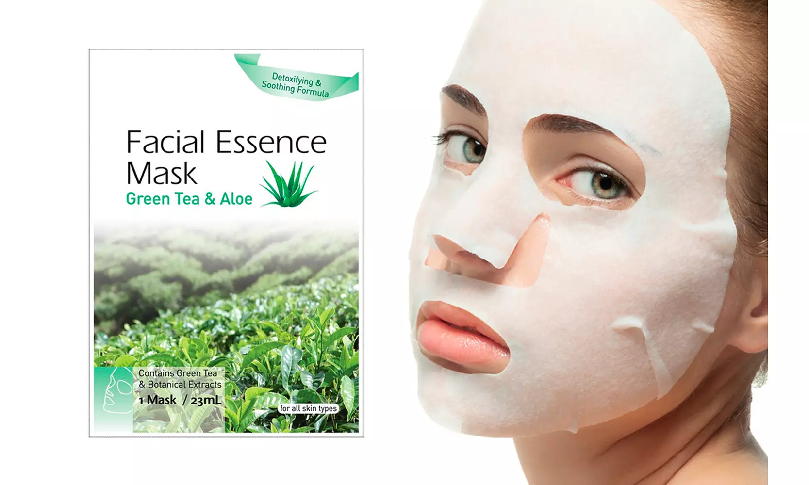 Skin Care Face Green Tea Aloe Facial Essence Mask - Second Medium