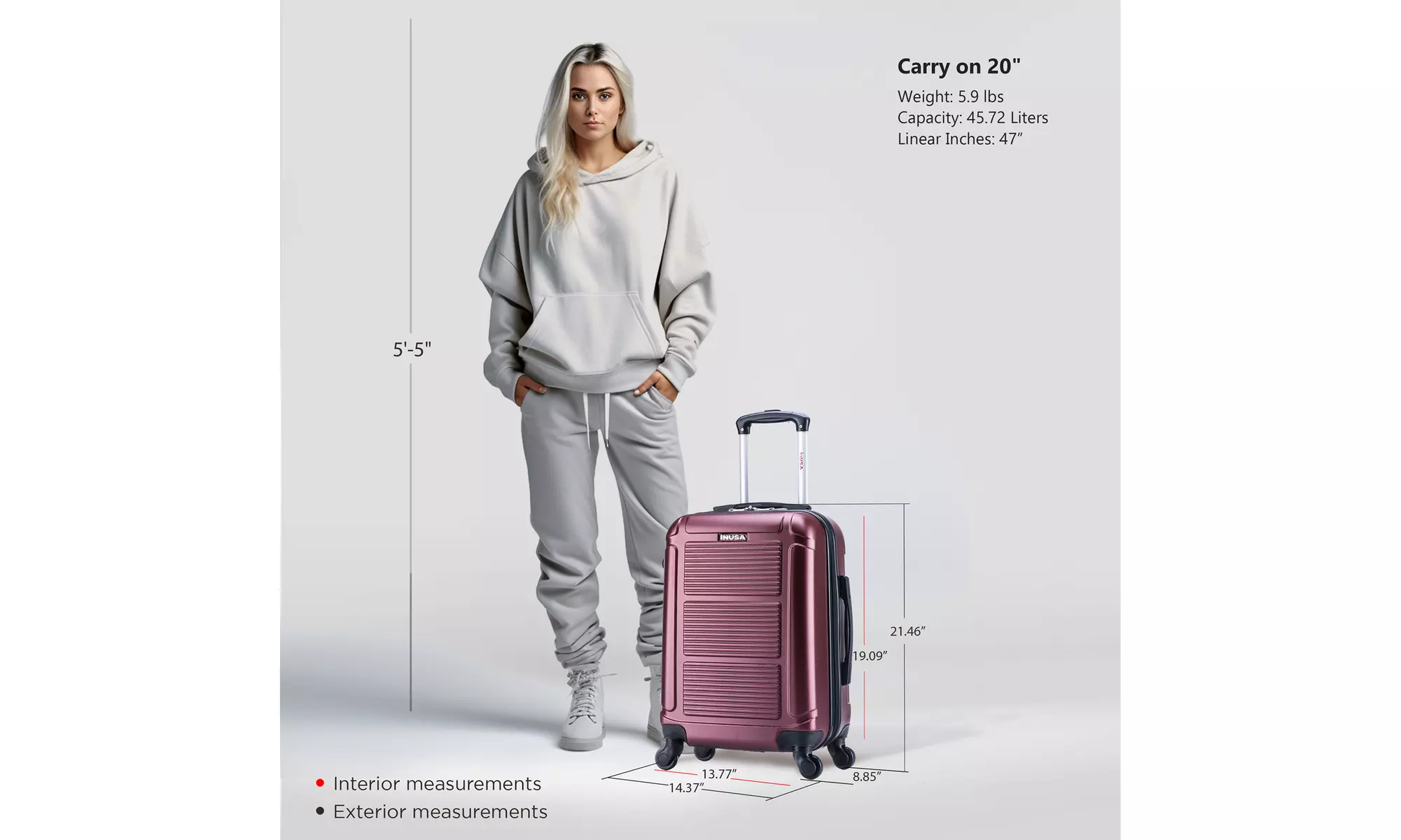 InUSA Pilot Lightweight Hardside Spinner Luggage