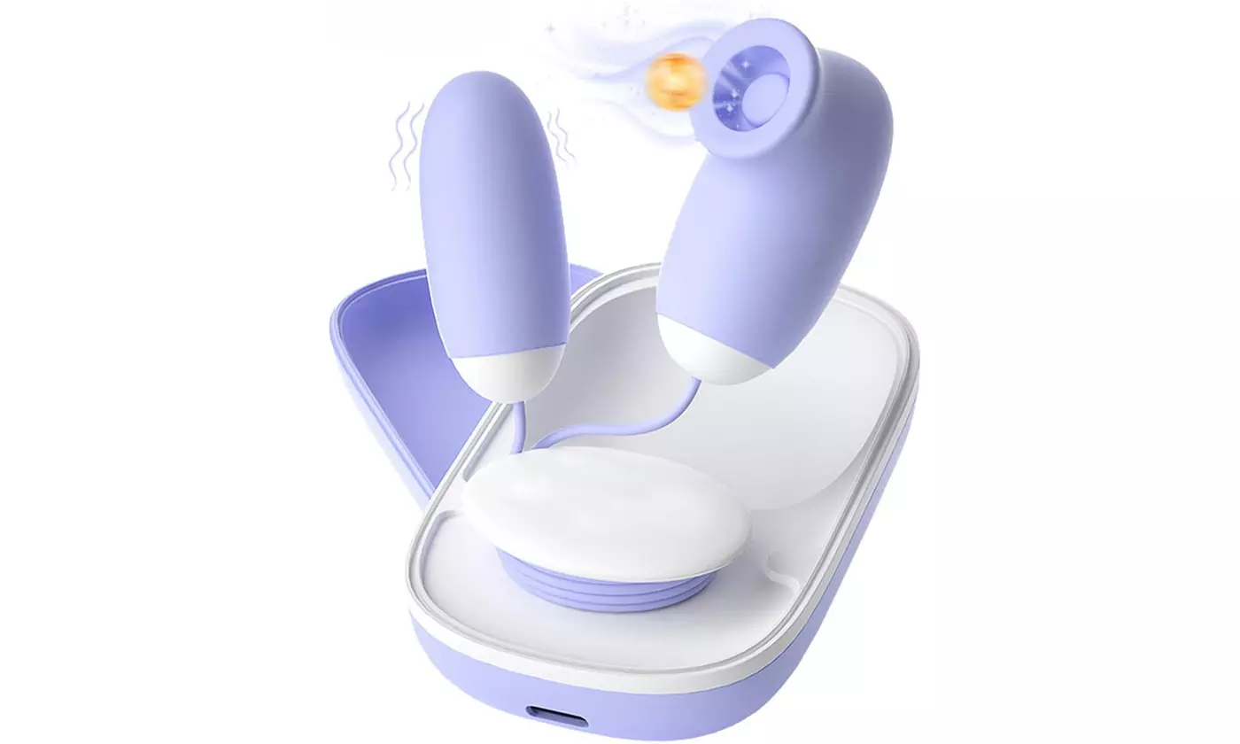 2-in-1 Dual Vibrator with 12 Sucking and 12 Vibration Modes with Vibrating Egg - Primary Image