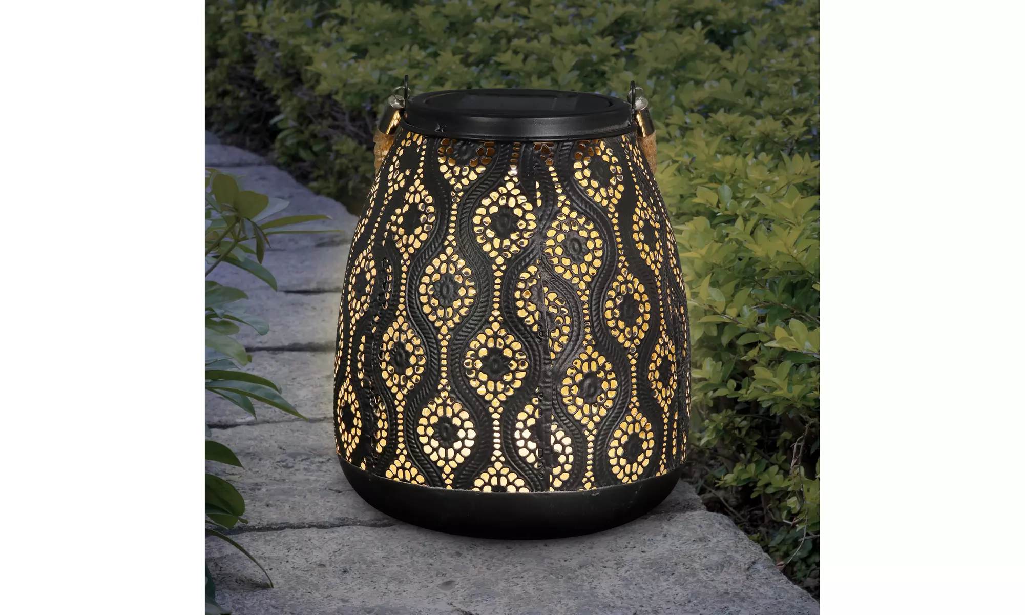 Exhart Solar Metal Filigree Hanging Lantern, 7 by 15 Inches - Primary Image