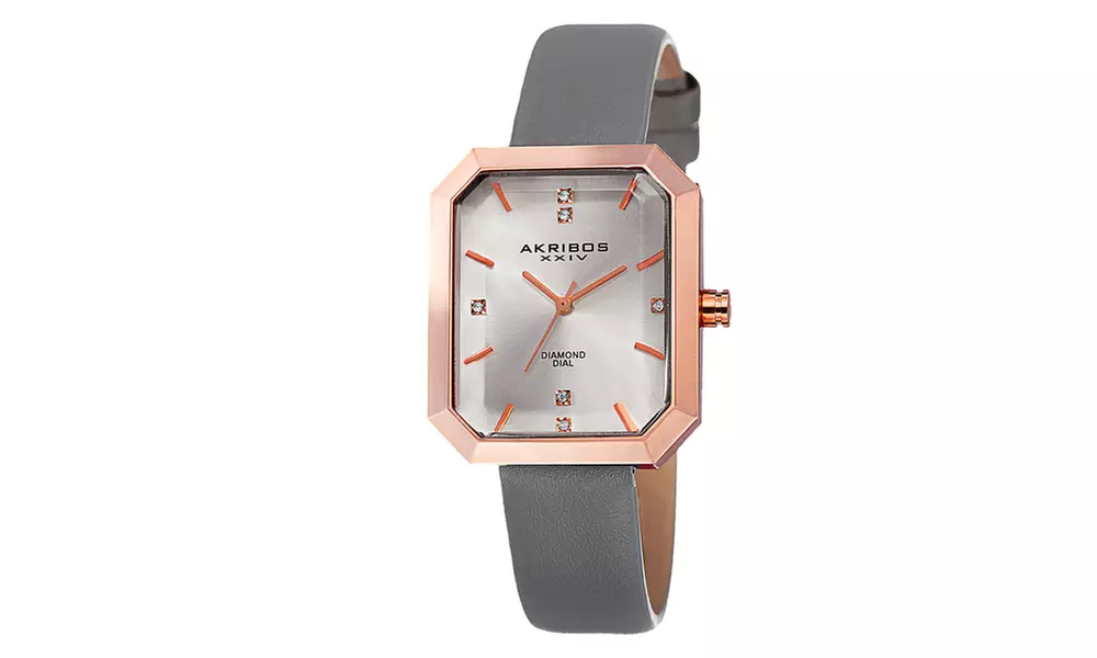 Akribos XXIV Ladies Quartz Genuine Diamond Strap Watch AKGP749GY - Primary Image