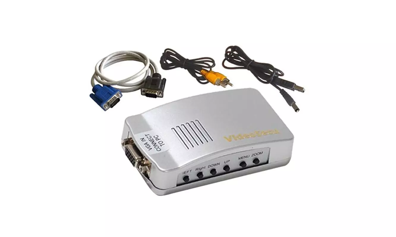 PC VGA to AV TV RCA Video Converter Adapters Box MAC CCTV Surveillance b16 - Primary Image