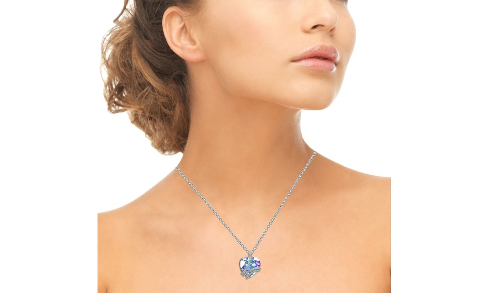 Vitrail Light Swirl "My Love Forever" Heart Necklace made with European Crystal