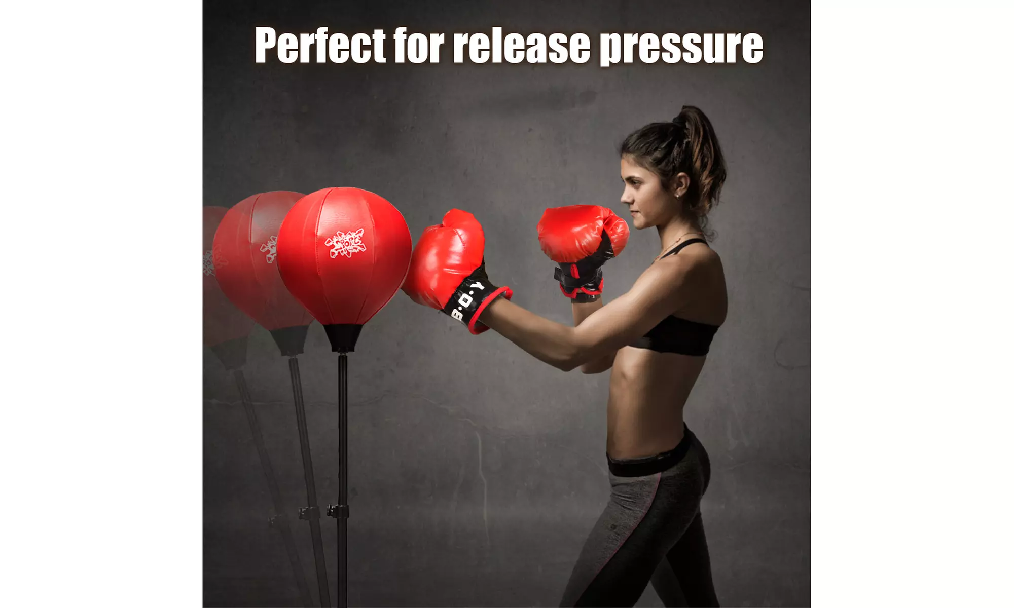 Costway Boxing Punching Bag w/Height Adjustable Stand Boxing Gloves