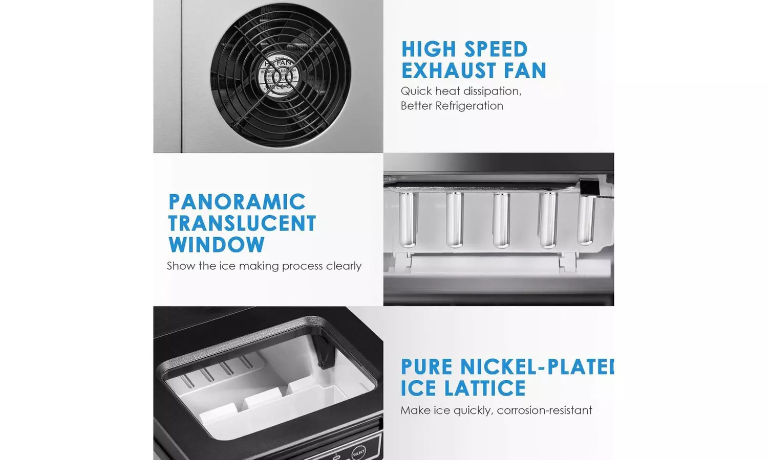 AICOK Ice Maker, Quiet Ice Maker Machine, Stainless Steel Ice Cube Maker, 26 lbs - Second Medium