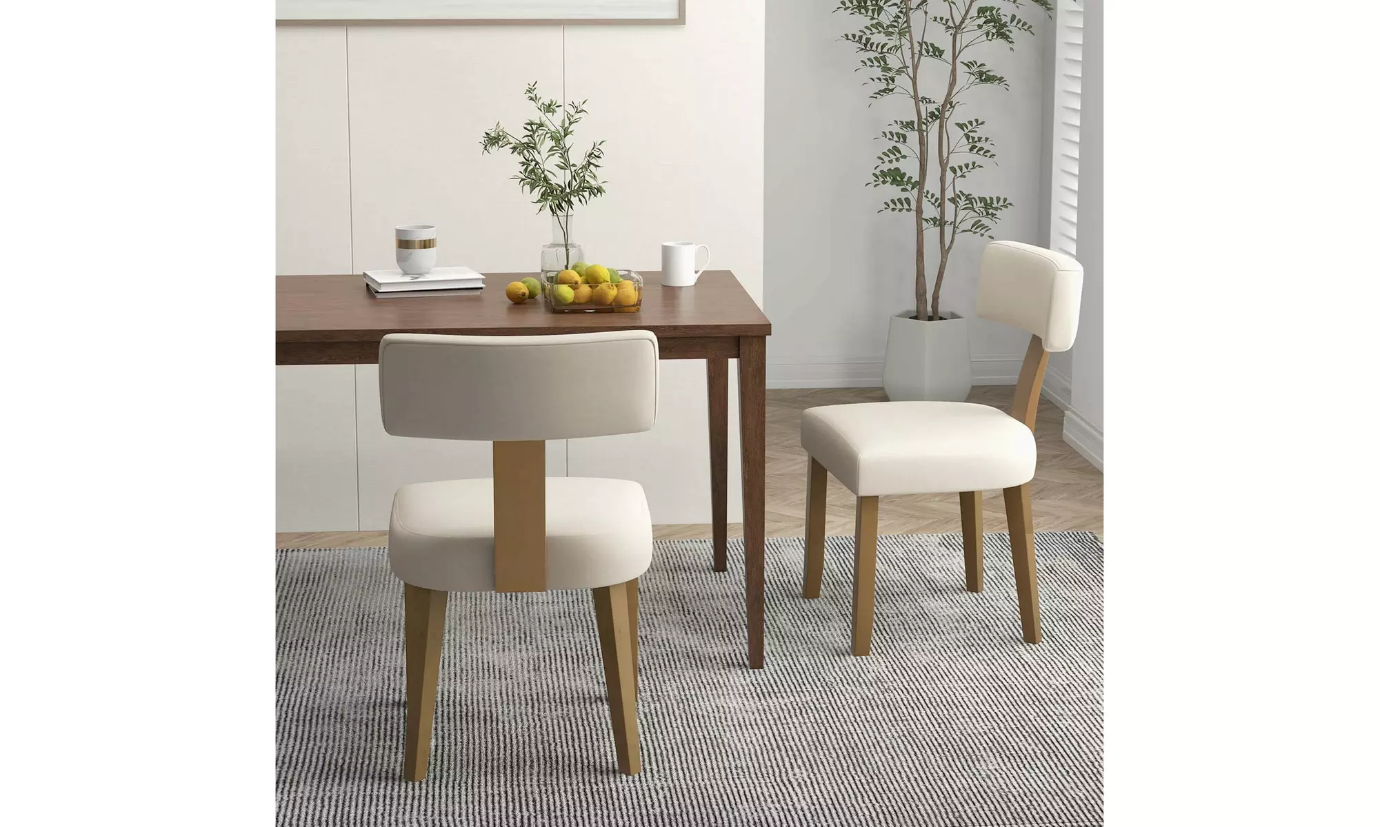 Costway 2/4 PCS Armless Dining Chairs w/ Curved Backrests & Padded Seat Cushions