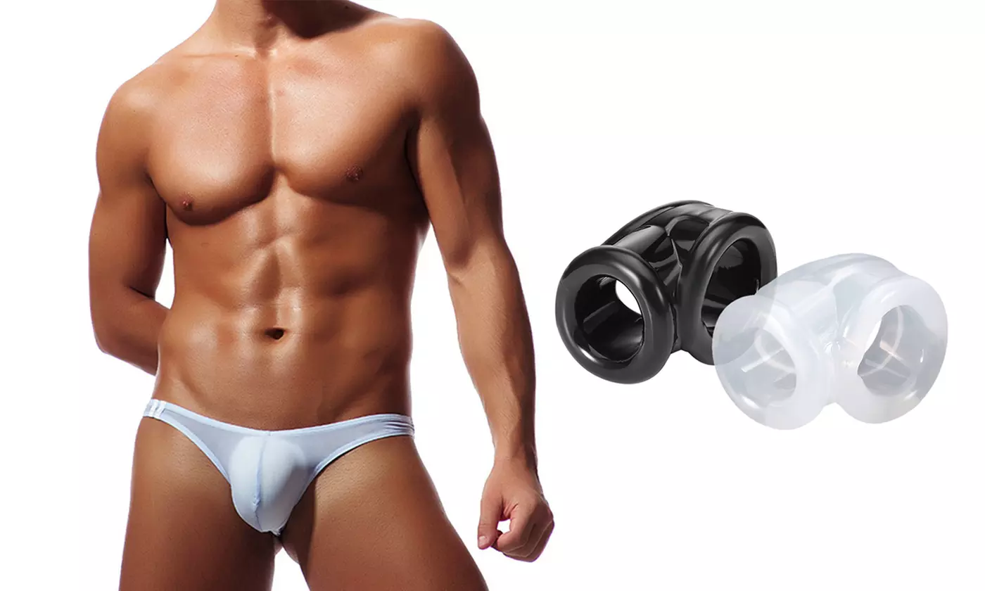 Silicone Scrotum Testicle Squeeze Ring Cage Enhancer Delay Ball 2 Type - Primary Image