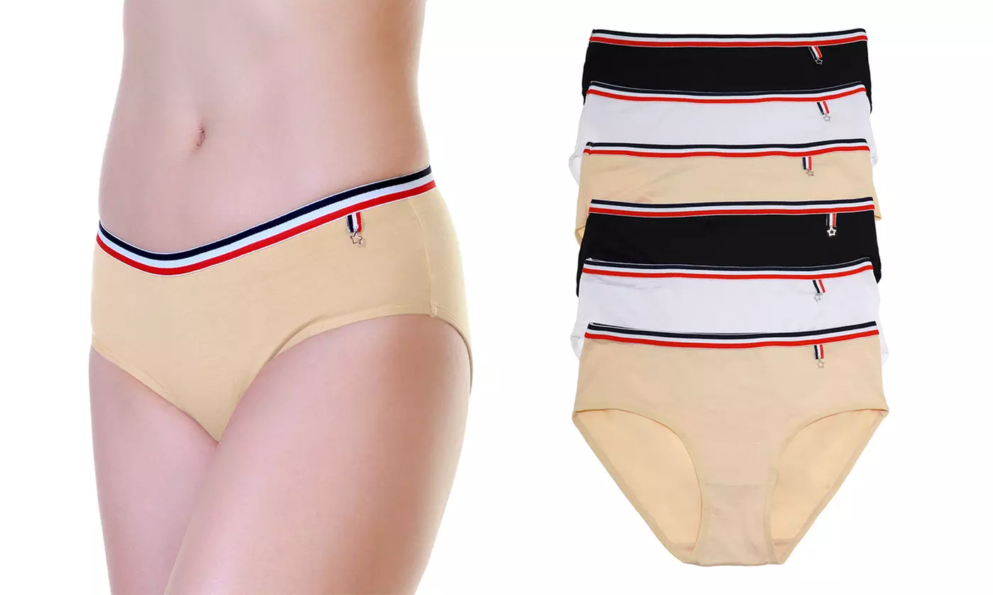 Six-Pack of Angelina Women's Cotton Hiphugger Panties
