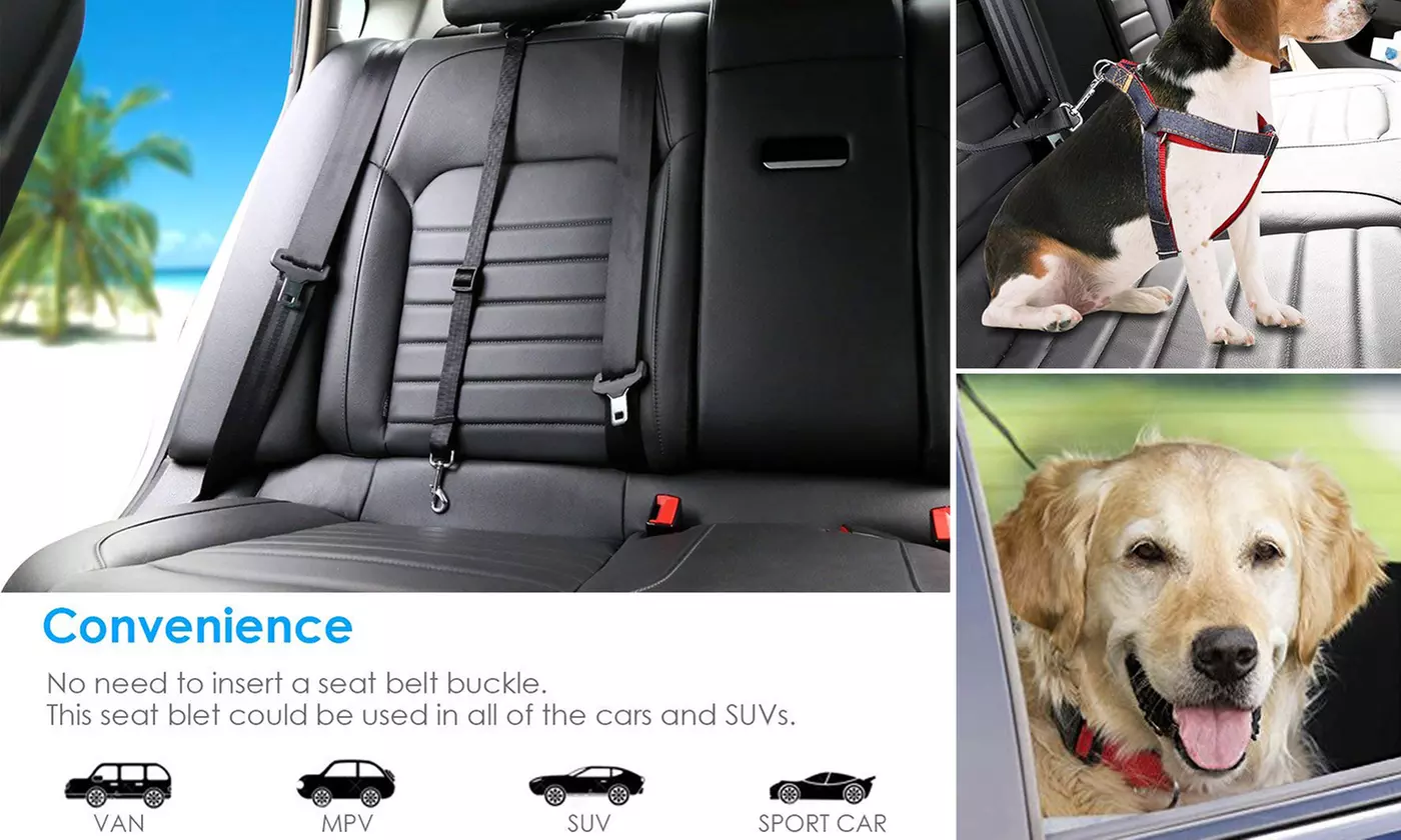 2-Pack Adjustable Pet Dog Cat Safety Leads Car Seat Belt Harness Seatbelt