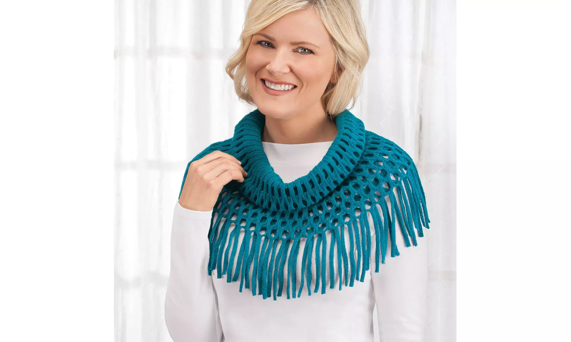 Britt's Knits Fringe Benefits Open Weave Infinity Scarf - Primary Image