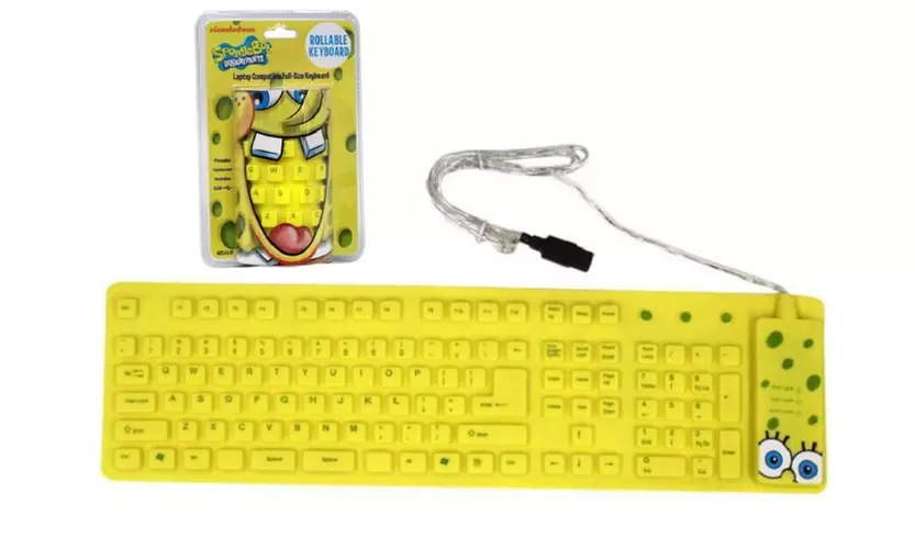 SpongeBob Yellow USB Wired Roll-up Keyboard - Primary Image