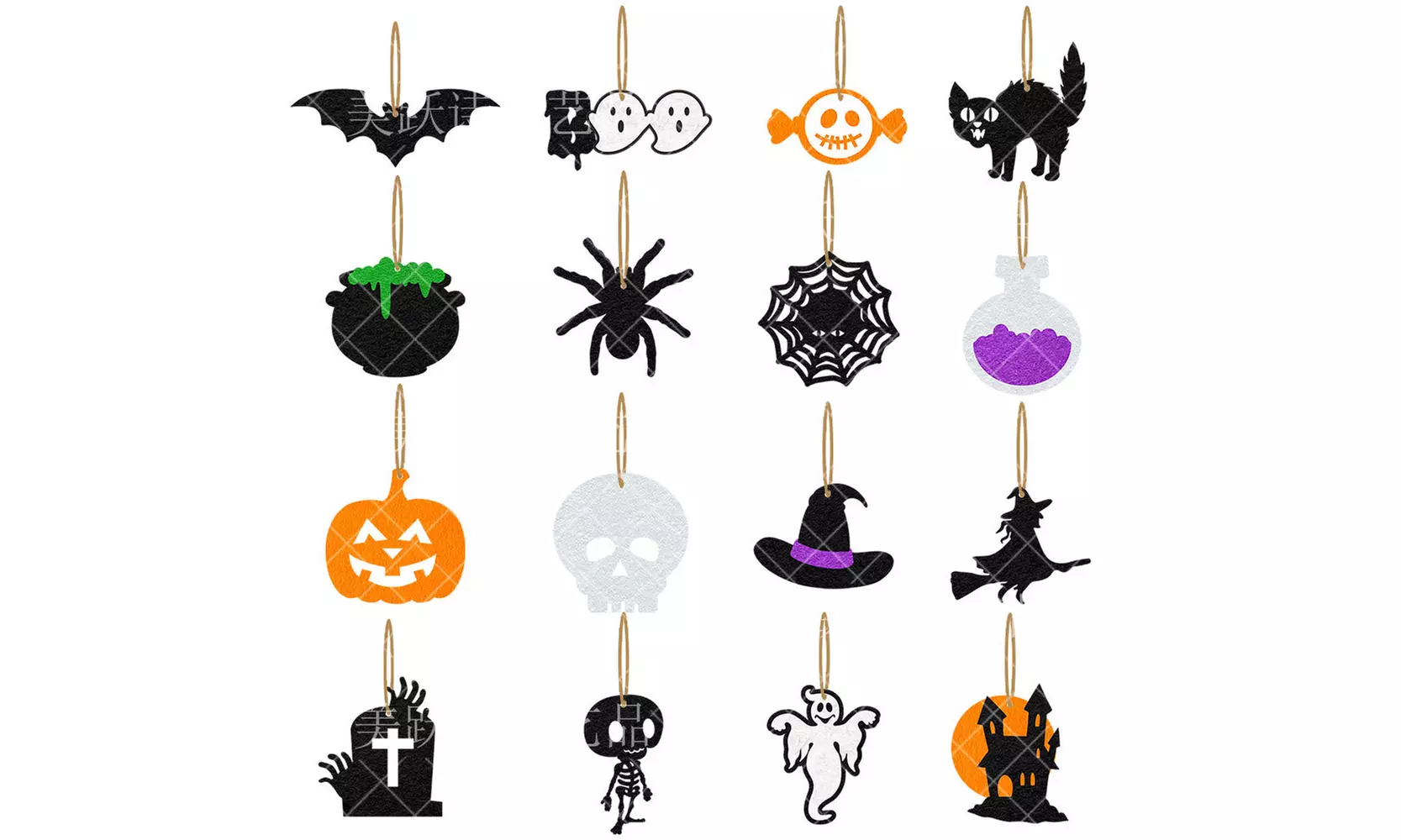 16Pcs Happy Halloween Tree Ornaments Home Party Decorations Supplies - Primary Image