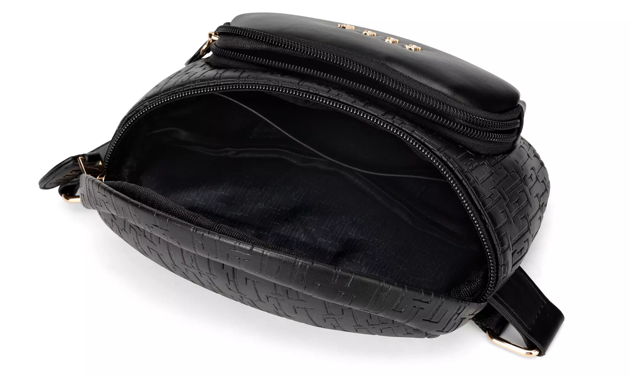 ELLE Wayfarer Black 1.8L Vegan Leather Monogram Sling