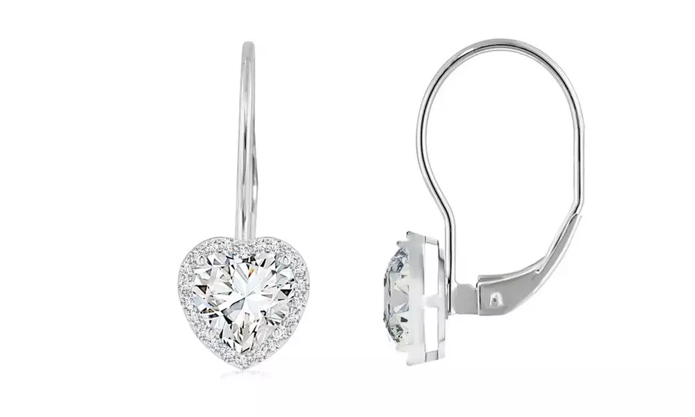 2.00 CTTW Heart Cut Leverback Earrings With Crystals From Swarovski
