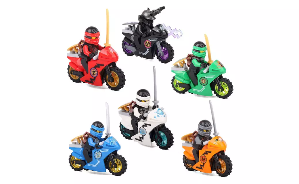 6pcs/set Phantom Ninja Ninjago Motorcycle Minifigures, Lego Compatible - Primary Image