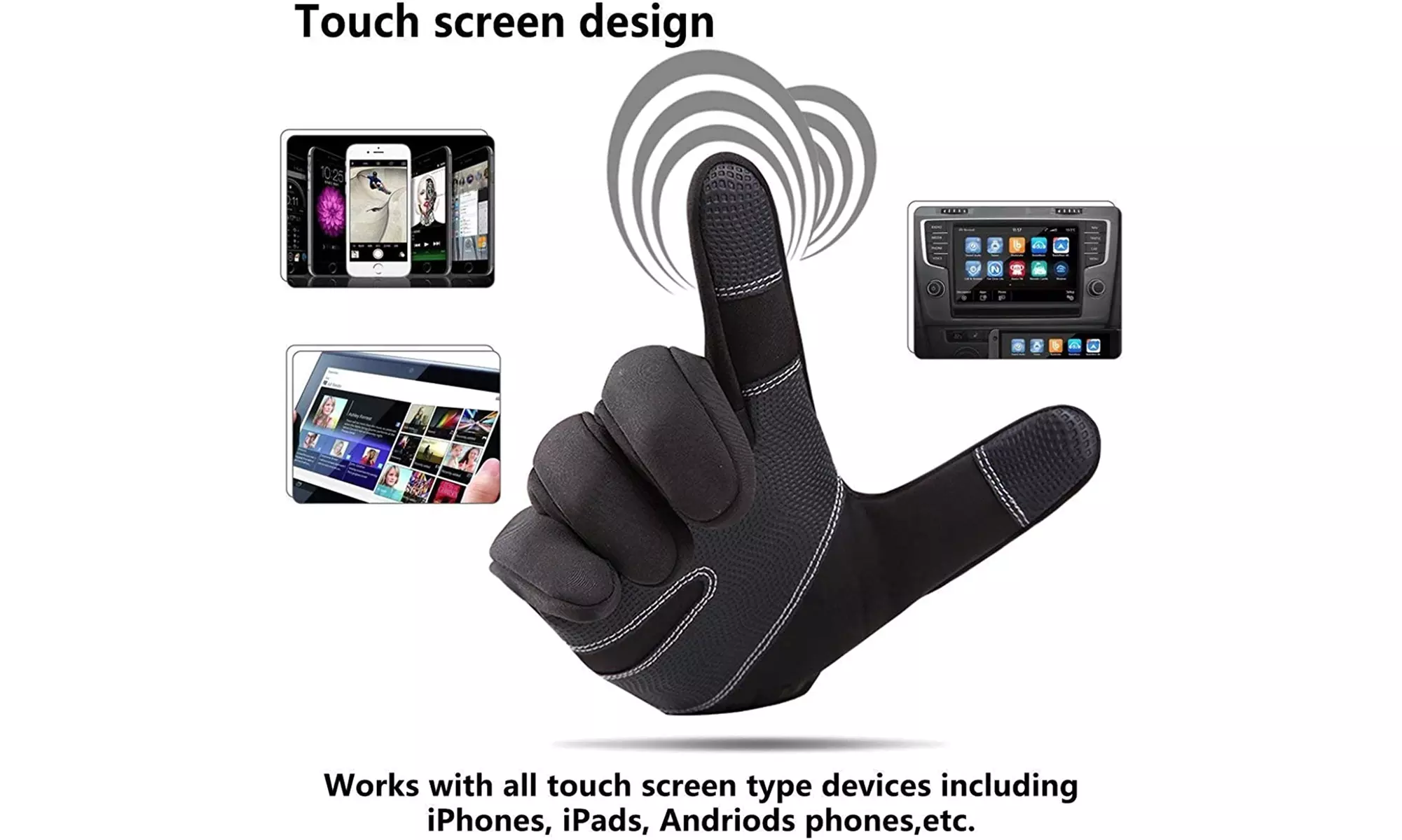 2 Pair Women Men Winter Touch Screen Gloves Windproof Waterproof Thermal Gloves