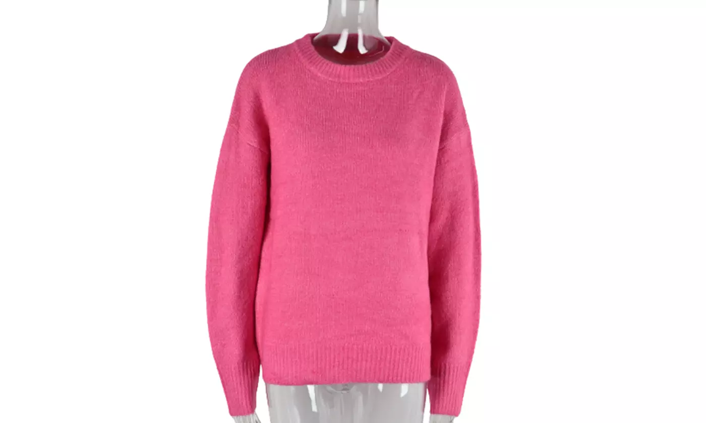 Bohuma Women's Solid Long Sleeve Pullover Sweaters Casual Fall Tunic Sweaters
