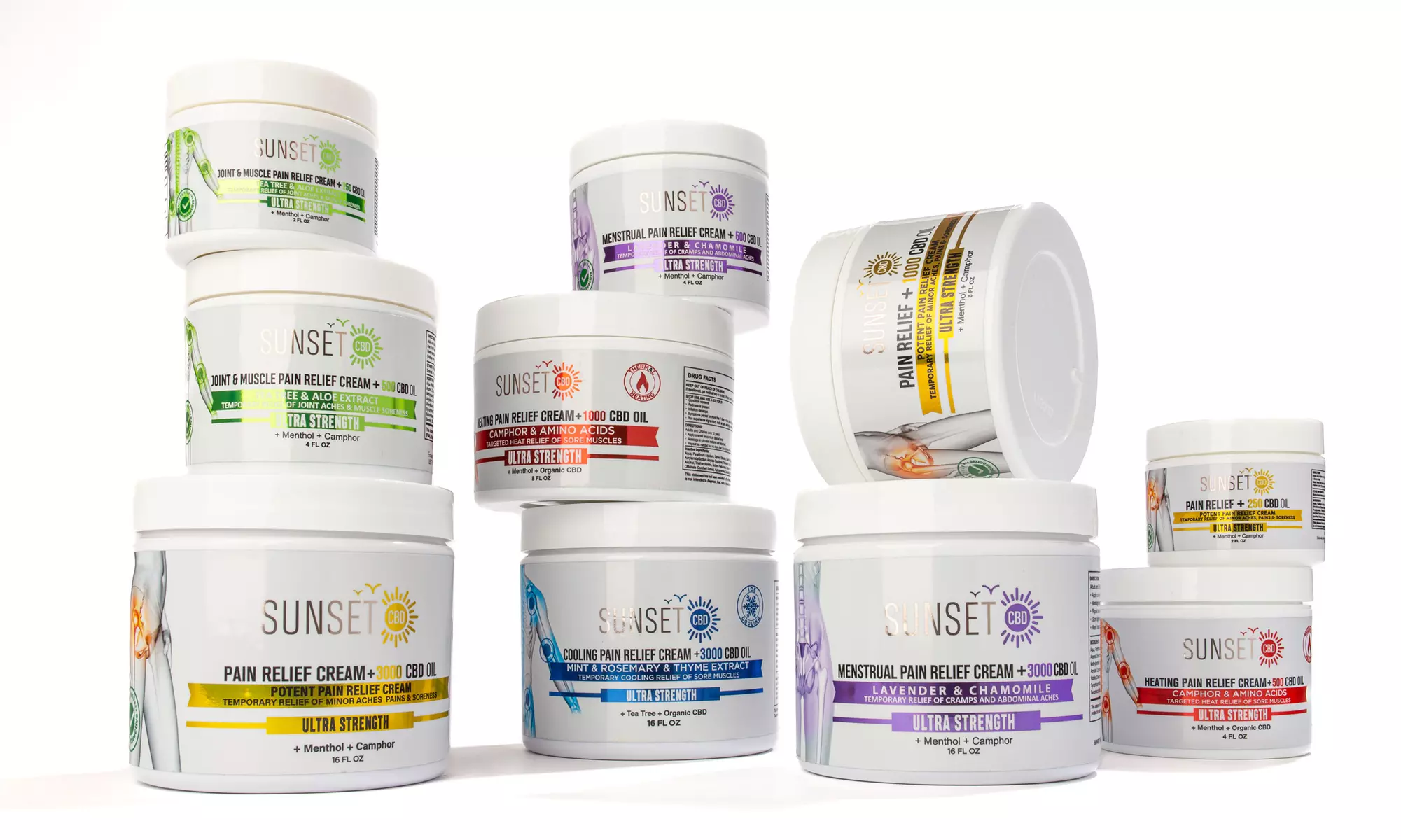 3-PACK Mix & Match Sunset CBD's BEST selling Pain Relief Cream Collections