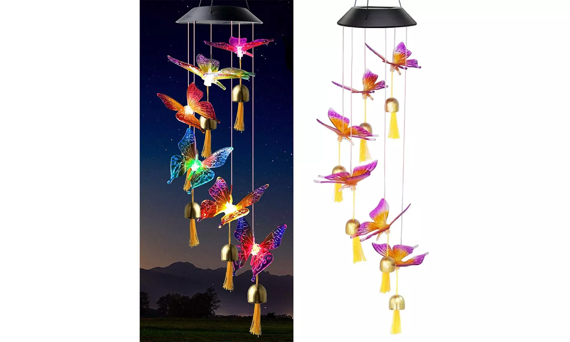 Large LED Solar Wind Chime Lights Color-Changing Outdoor Hanging Decor Bells