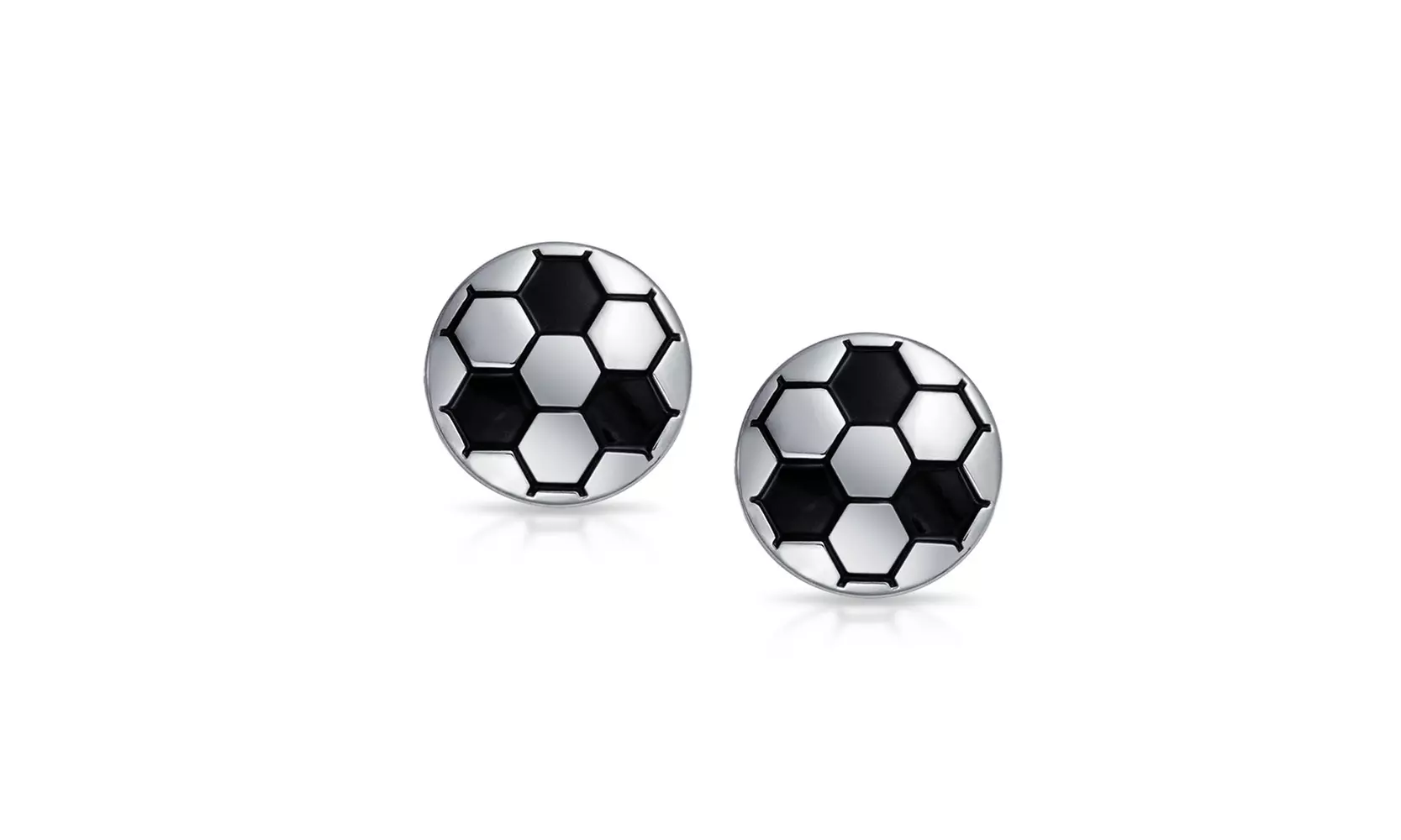 Bling Jewelry Two Toned Soccer Ball Men Cufflinks Rhodium Plated - Primary Image