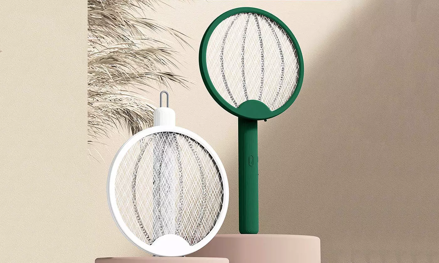 Rechargeable Foldable Electric Fly Swatter Racket Mosquito Trap Ultraviolet Lamp