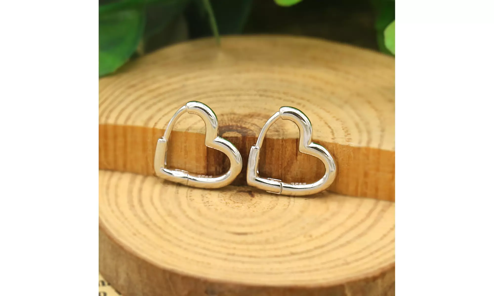 Solid Sterling Silver Heart Shaped Hoop Earring