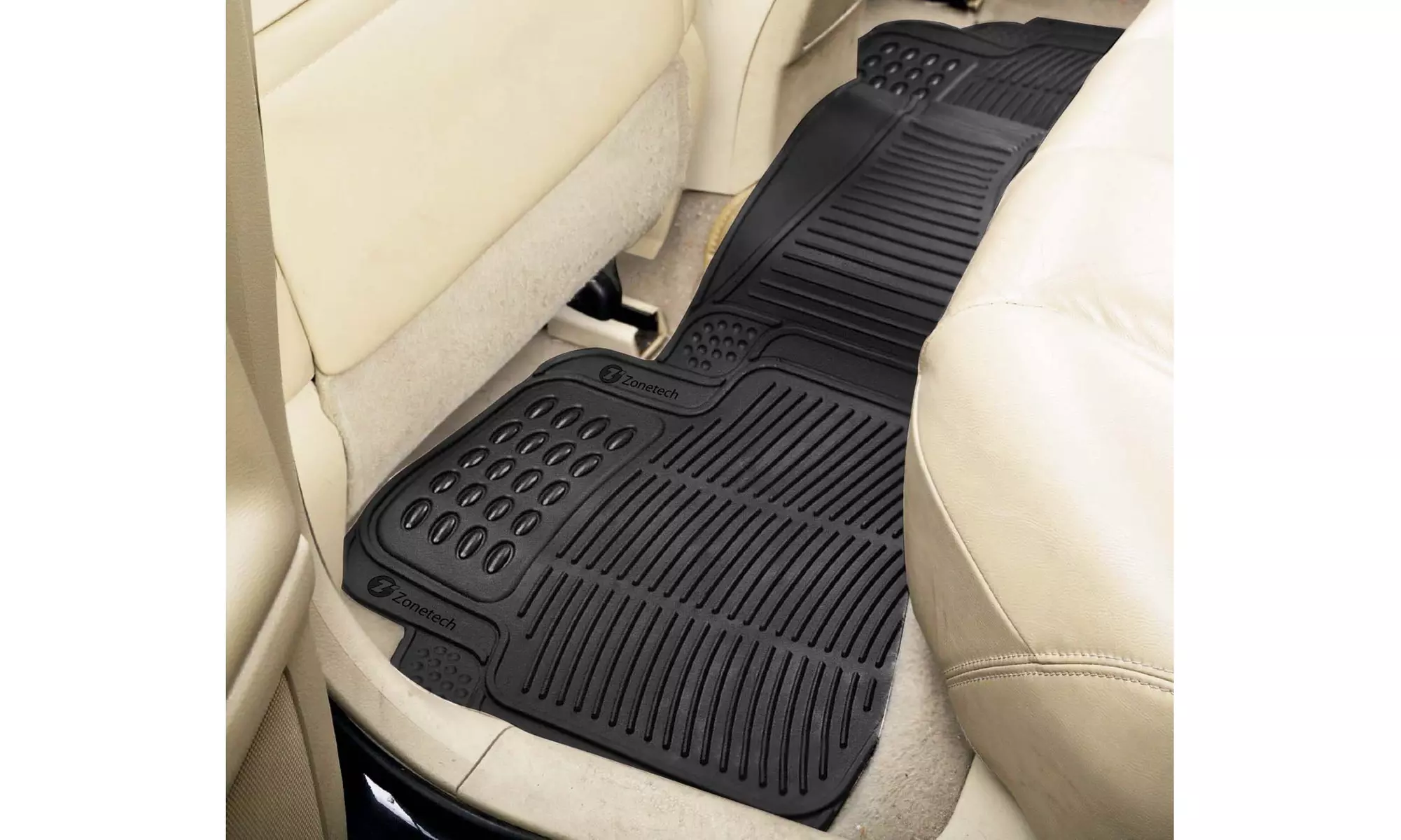 Zone Tech 3Pc Heavy Duty Car Black Floor Mats All-Weather Rubber Mater - Second Medium