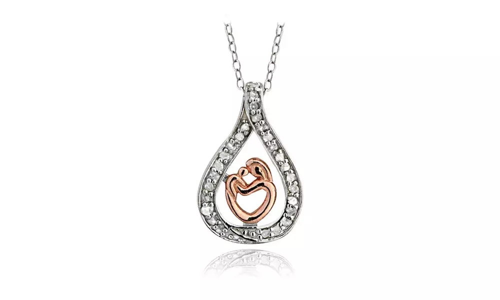 Sterling Silver 1/4ct TDW Diamond Mother Holding Baby Necklace - Primary Image