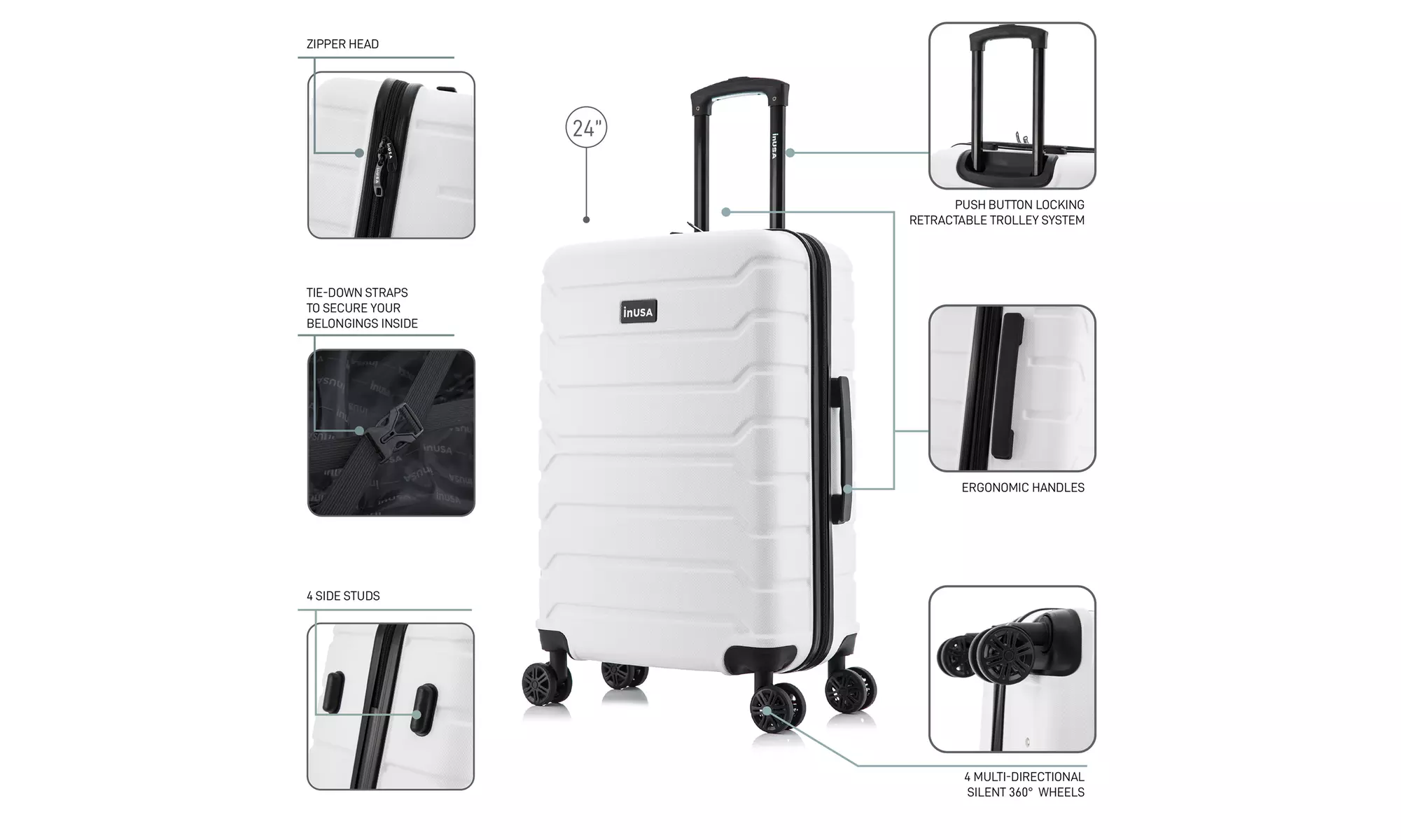 InUSA Trend lightweight hardside spinner luggage 20'', 24", 28" 