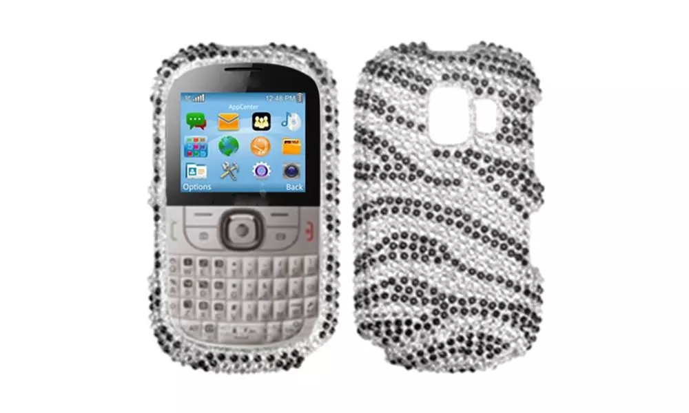 Insten Black Zebra Skin Diamante Case Cover For ALCATEL One Touch 871A - Primary Image