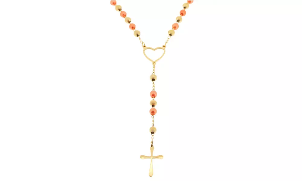Edforce Stainless Steel Rosary with Heart Pendant - Second Medium