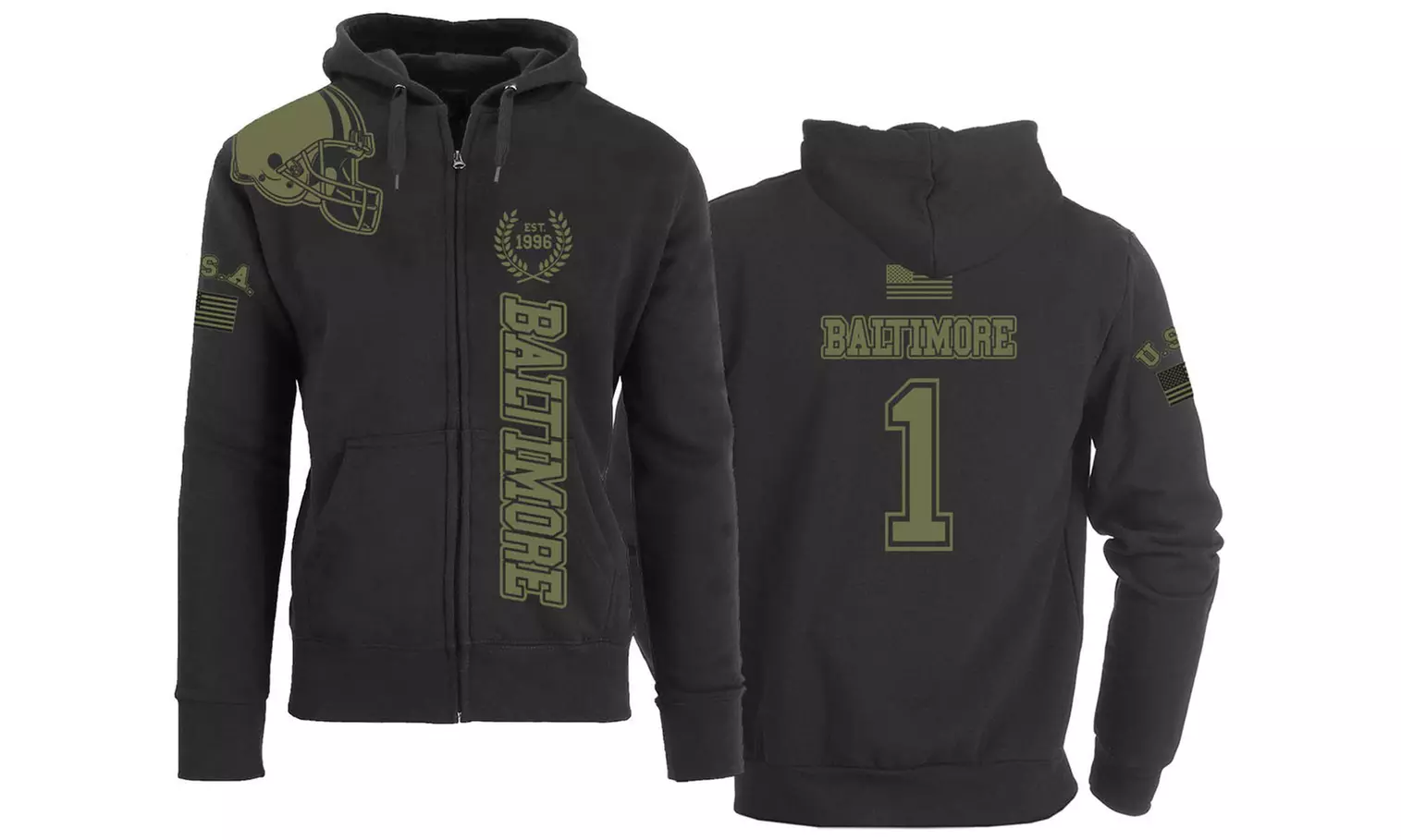 Men's Football Salute Zip Up Hoodie (S-2XL)