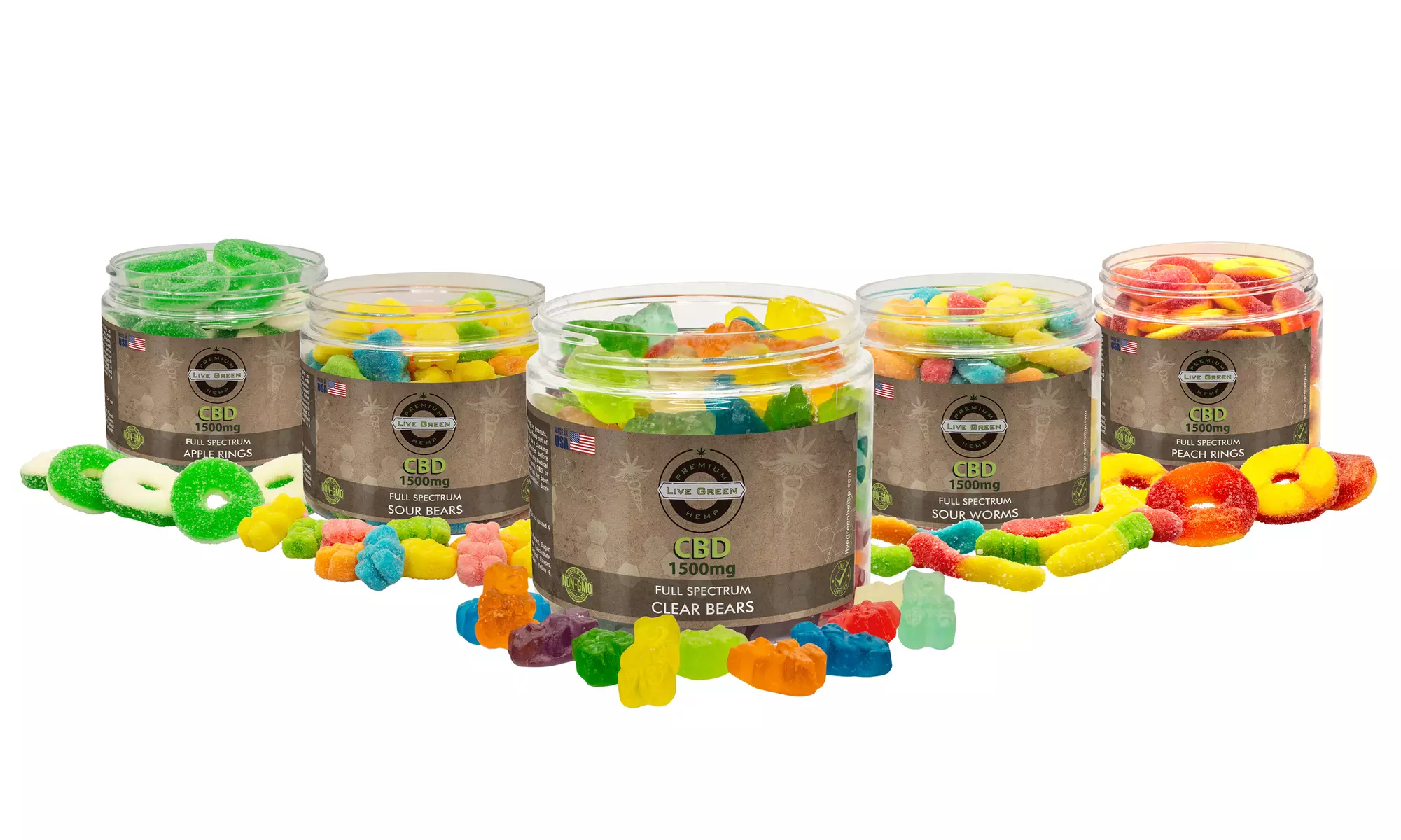 CBD Gummies Juicy and Tasty Full Spectrum (1500mg) from Live Green Hemp  - Primary Image