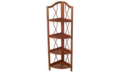 Lavish Home 4 Tier Wood Folding Corner Display Shelf