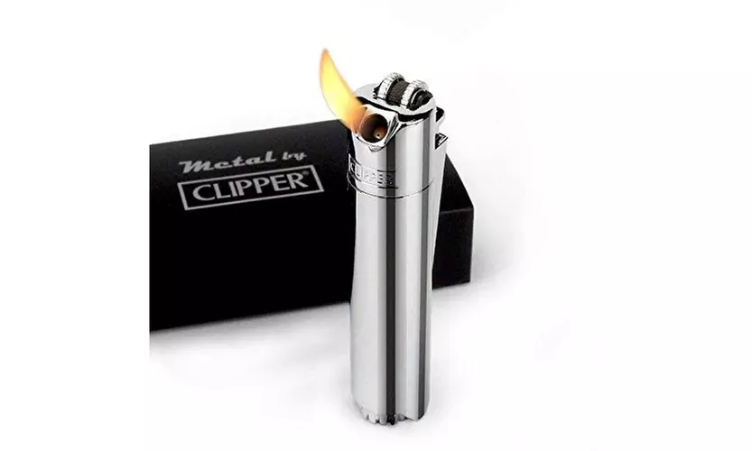 Clipper Metal Cigarette Lighter -45 Angle Soft Flame Butane Gas Refillable w/box - Primary Image
