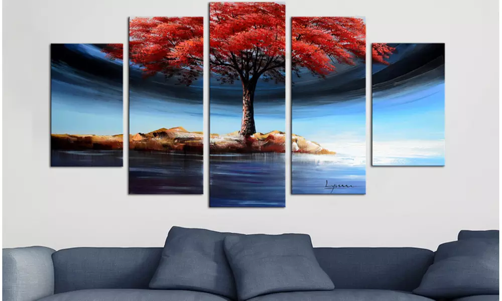 Large Multi-Panel Hand-Painted Textured Paintings and Gallery-Wrapped Canvas Art - Primary Image